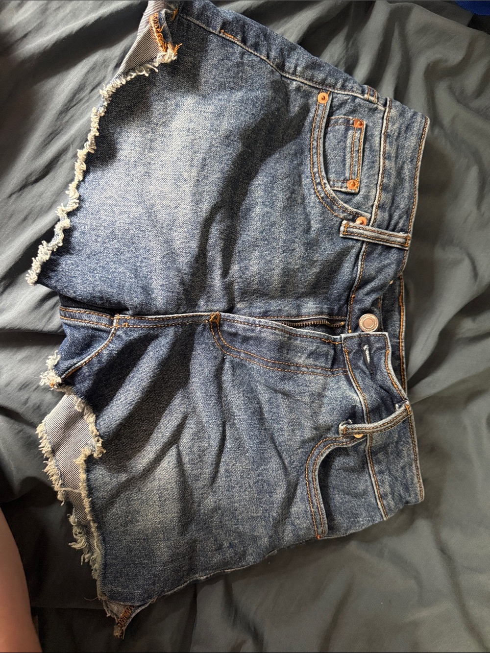 No Boundaries Denim Jeans in Indigo Blue with Tan Stitching